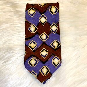 Ziggurat By Mulberry Argyle Diamond Abstract Geometric Print Neck Tie 56”x 4”